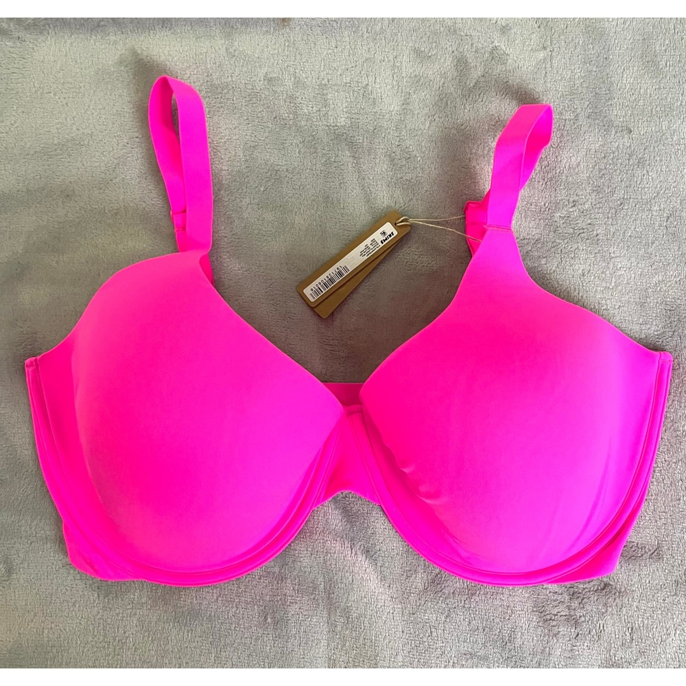 Skims 42H Fits Everybody Scoop Plunge Bra Neon Pink Underwire BR-UWR-1997 NWT